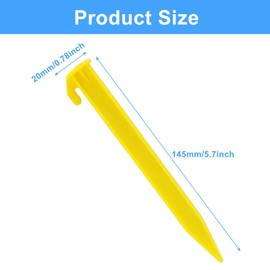 Moicstiy12 Pack Plastic Tent Stakes, 5.7 Inch Yellow Durable Garden Landscape Stakes Tent Spikes for Camping, Gardening, Outdoor Beach