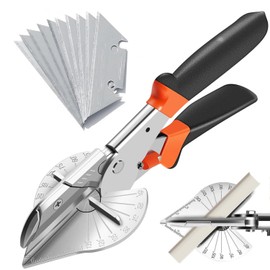 Miter Shear Cutter ，Gasket Shears Multi Angle Miter Shear Cutter Hand Tools 45°-135° Trunking Scissors Trim Cutter for Cutting PVC PPR PE Pipe,Branch,Wire Including 10 Spare Blade