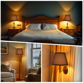 Blue Bamboo Lampshade 7" Top X 11" Bottom X 8" High Small Lamp Shades Set of 2 For Bedroom Living Room Home Decor Easy Assembly Required