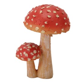 Mushroom Decor 3.9in High 2 Headed Cute Bright Colors Weatherproof Durable Resin Mushroom Statue for Garden Decoration