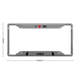 Aluminum License Plate Frame I Love My Corgi Metal License Plate Frame Car Auto Tag Holder 4 Holes Licenses Plate Covers Holders Frames