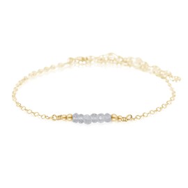 Luna Tide Tiny Sparkling Crystal Quartz Faceted Bead Bar Bracelet in 14k Gold Fill