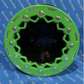 BOSS ATV RACING Black BEAD LOCK Rear WHEEL 9x8 Green RING