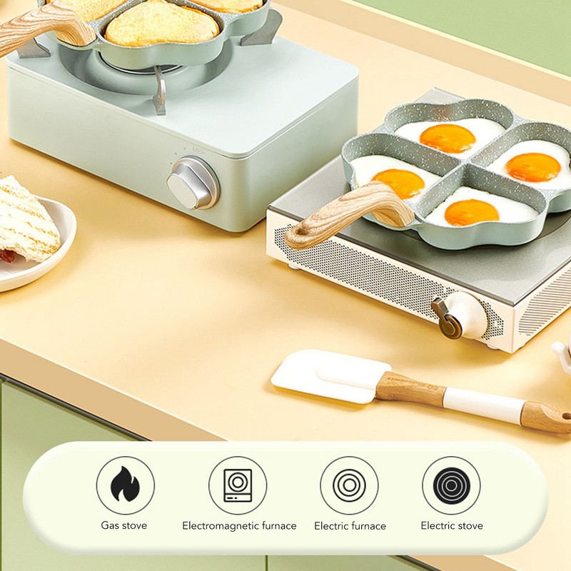 Egg Frying Pan Nonstick Heart Shaped 4 Cup Uniform Heating