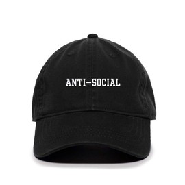 Tech Design Anti Social Baseball Cap Embroidered Cotton Adjustable Dad Hat Black