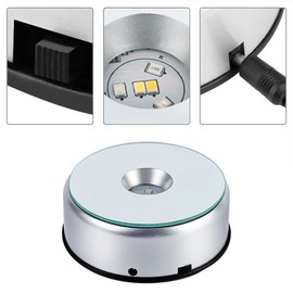 4" LED Rotating Display Base for Crystals Glass Art, Colorful Light Rotating Crystal Display Base Stand, Cup Display Stand Turner for Tumbler Cup