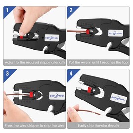 Doplop Selbsteinstellende Kabelabisolierzange mit Abisolierautomatik & Schneidefunktion für Elektroinstallation, KFZ & Elektronik [AWG 32-7 / 0.03-16mm²]​