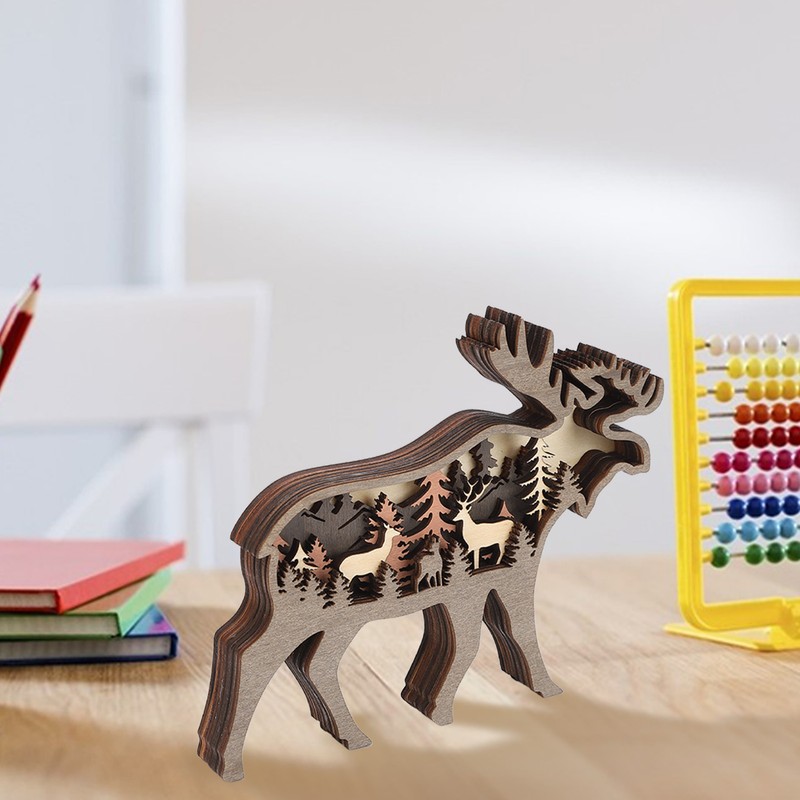 3D Wood Carving Animal Multi Layer Forest Animal Wood Carving