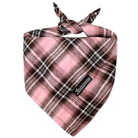 Adjustable Plaid Dog Bandanas,1PC Soft Washable Cotton Triangle Bib Kerchief Scarfs for Small Medium Large Dogs and Cats (Pink, Large)