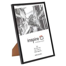 Hampton Frames BACKLOADER A4 (21x29.7cm) Black Picture Poster Photo Certificate Display Frame - 1 PACK Acrylic (Non-Glass) Front A4MARBLK-1PK