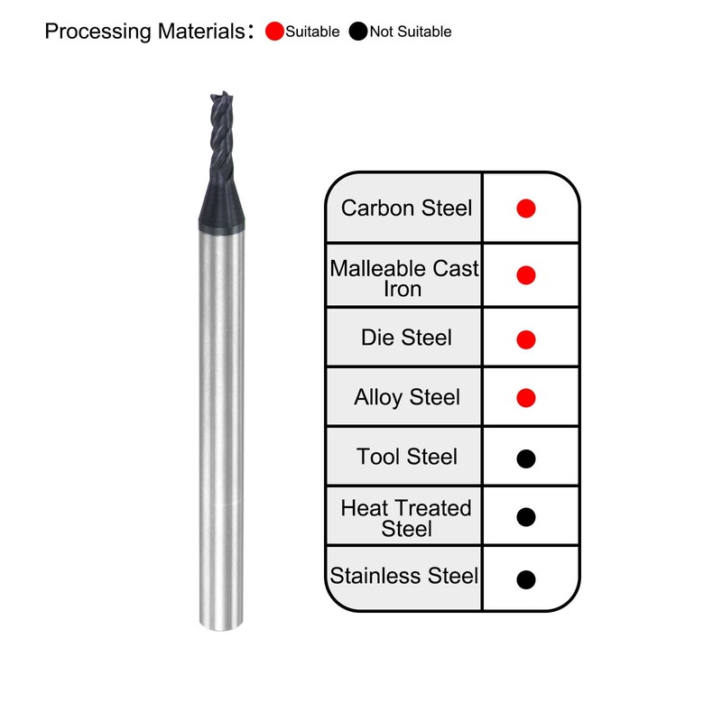 sourcing map Square Nose End Mill, 2mm Tip Dia Solid