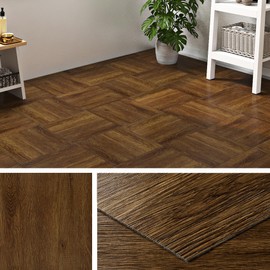 Livelynine Walnut Wood Peel and Stick Floor Tile Waterproof Laminate Flooring Dark Brown Wood Vinyl Peel and Stick Flooring 12x12" 4-Tiles Adhesive Floor Tiles Indoor Wood Look Vinyl Sheet Flooring