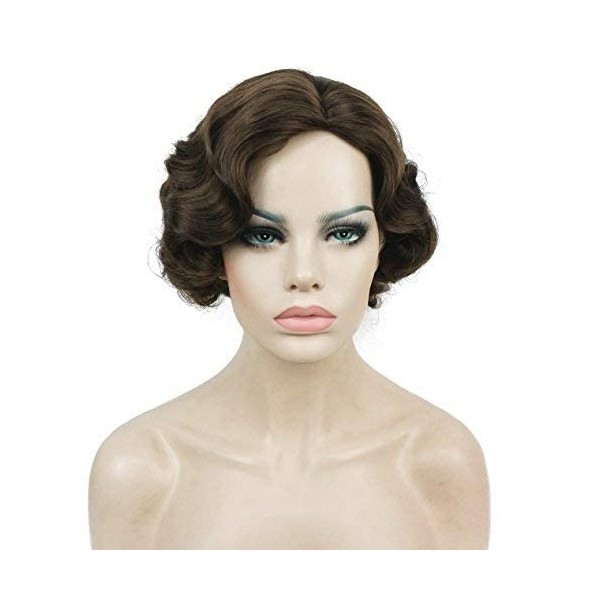Lydell Vintage Cosplay Party Wig Short Finger Wavy Flapper Hairpiece Women Wig