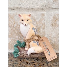 Heartwood JIM SHORE HEARTWOOD CREEK WHITE WOODLAND FOX ON BIRCH LOG 6011617 JDL