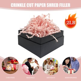 Light Pink Crinkle Cut Paper Shred Filler, 2 LB Basket Filler Shredded Paper, Confetti Stuffing for Basket Filling, Mother's Day, Birthdays, Weddings, DIY Gift Wrapping, Stuffer Party Supplies