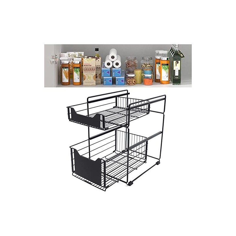 Under Sink Shelf, 2 Tier Spice Rack, Extendable, Sink Organiser,