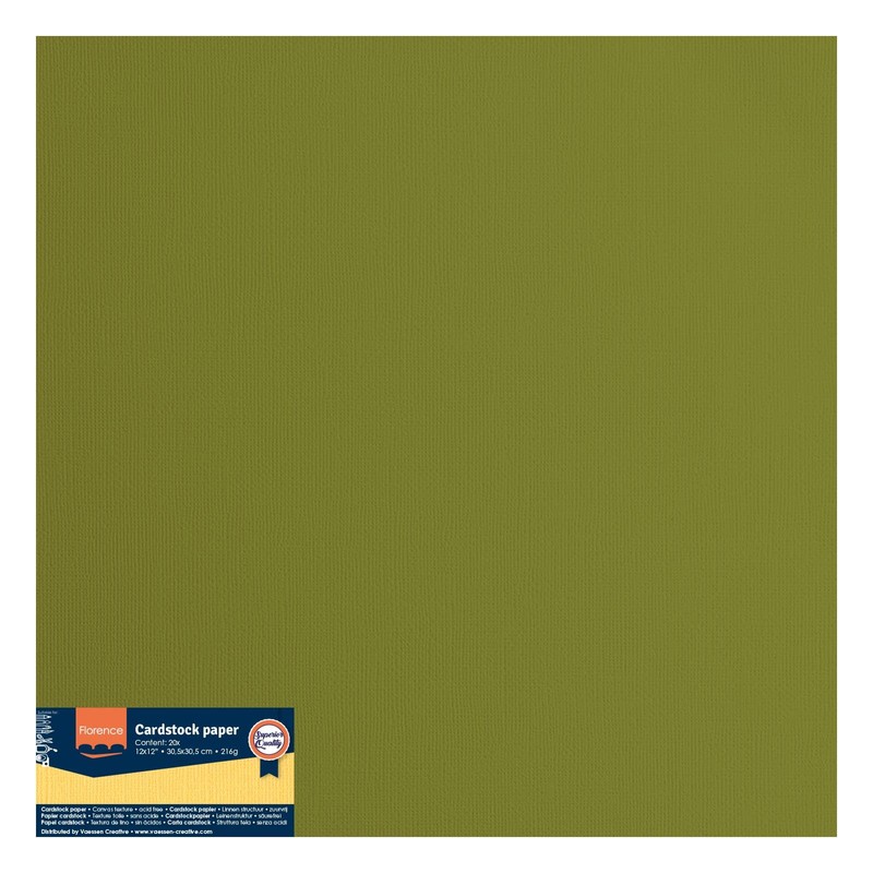 Vaessen Creative Florence Cardstock Paper Green 216gsm Square 12" x