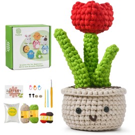 Beginner Crochet Kit, Knitting Kits for Beginners Adults and Kids, Beautiful Flowers Amigurumi Kit, Crochet Flower Kit Have Step-by-Step Video Tutorials to How to Crochet Plant, Crochet Gifts