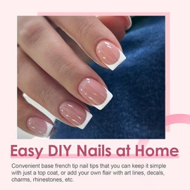 Press on Nails - 240 Pcs French False Nails Short - French Tip Nude Color False Nail Kit - Cute Short Full Cover Stick on Nails Nail Art Manicure Decorations for Girls Women