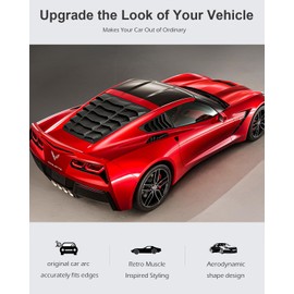 Rear and Side Window Louvers for C7 Corvette Stingray, Grand Sport, Z51, Z06, ZR1 2014-2019 in GT Lambo Style ABS Matte Black
