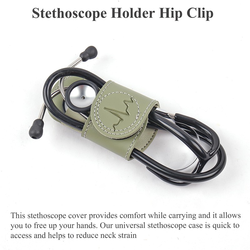 Czzmy PU Leather Stethoscope Holder with Clip for Belt, Stethoscope
