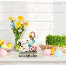 Enesco Peanuts by Jim Shore Collection Snoopy and Woodstock with Stacked Easter Eggs Figurine- Stone Resin Hand Crafted Painted Collectible Peanuts Snoopy Figurines Easter Home Decor Statue, 5.83 Inch
