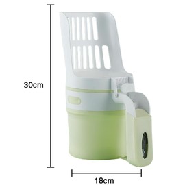 Cat Litter Scoop, Cat Litter Scooper with Trash Container, Large Portable Cat Scooper with Holder, Integrated Detachable Deep Shovel Poop Sifting with 150 Litter Bags