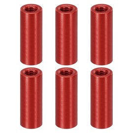 PATIKIL M3 Aluminium Spacer, Pack of 6 Metal Spacers, Aluminium 3 mm ID x 5 mm OD x 15 mm L, Thread Spacer, Screw Stand, Pillar Bolt, Female Round, Red