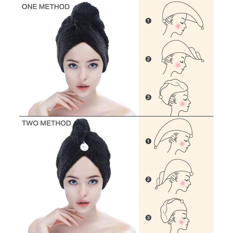 Sinland Microfiber Hair Drying Towels Ultra Absorbent Hair Turban Drying