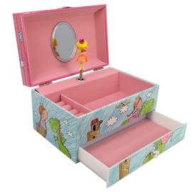 Princess with Friendly Dragon Heirloom Musical Jewelry Box with Butterfly Necklace