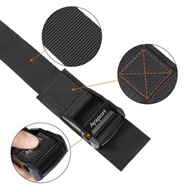 Ayaport Lashing Straps with Buckles Adjustable Cam Buckle Tie Down Cinch Strap for Packing Black 4 Pack
