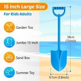 Dsmile 4PCS Beach Sand Shovels for Kids,15 inch Travel Beach Toys Colorful Shovel for Kids Outdoor Digging,Play Sandbox Toys