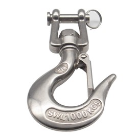 316 Stainless Steel Clevis Slip Hook with Swivel Lifting and Safety Latch - American Type - 3/8 Inch - 2200lbsf - Rigging Accessories Chain Hook