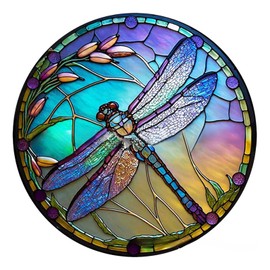 SJUTOUCI Diamond Painting Kits for Adults, Dragonfly Diamond Art Kits for Beginners, DIY Full Drill Stained Glass Gem Art Craft Home Wall Decor 12x12inch