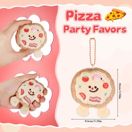 12 Set Mini Plush Pizza Slices Toys Bulk Pizza Theme Stuffed Plush Keychains and Cards Gifts for Kids Adults Birthday Christmas Party Favors School Prizes Goodie Bag Fillers Backpack Pendant
