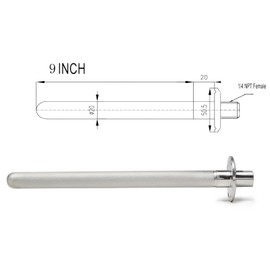 Stainless Steel 1.5" Tri-Clamp Ferrule Diffusion Stone,1.5 Inch Tri Clamp Carbonation 2 Micron Aeration Stone,Male Connect 1/4" NPT CO2 inlet,9" Length for Brew Aeration Equipment
