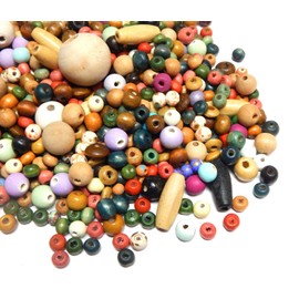 1800 Pieces Colourful Wooden Beads Set Various Shapes & Colours Beads Oval Balls Round 4 mm to 20 mm for DIY Jewellery Arts Crafts