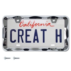 Creathome 3D Curly Wave Pattern Chrome License Plate Frame from Pure Zinc Alloy Metal
