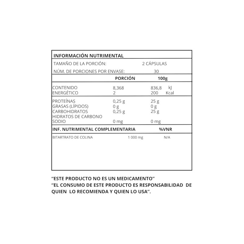 Essential Nutrition, Colina - 60 Cápsulas De 500 Mg