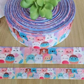 Unbranded 7/8, 1.5 & 3" (1 YD) Squishmallow Grosgrain Ribbon Stuffed Animals Hair Bow - 7/8 inch