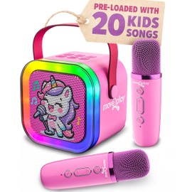 Move2Play, Mini Karaoke Machine for Kids | Built-in 20+ Songs | Bluetooth Speaker with Microphones | Voice Effects | Toddler Music Toy | Christmas Stocking Stuffer | Girls & Boys Age 2, 3, 4, 5, 6+