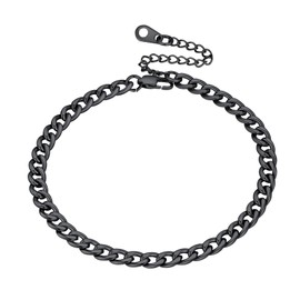 U7 Stainless Steel Beach Ankle Bracelets Foot Jewellery for Women Teenage Girls Black Chain Anklets