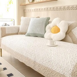 vctops Cotton Quilted Sofa Cover Boho Geometric Pattern Sectional Couch Covers Non Slip Sofa Slipcover Furniture Protector for Dogs Pet Kids, 1 Piece/Not All Set (Type C,35"x82")