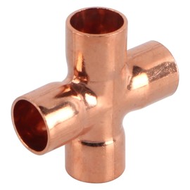 VOANZO 5Pcs 4-Way Cross Union Pipe Fitting 15mm for Plumbing Air Conditioning Refrigeration Central Heating Gas Pipework Systems