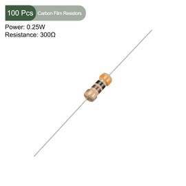 YOKIVE 100 PCS Carbon Film Resistors, 1/4W 300 Ohm 5% Tolerances Resistor, Good for DIY Electronic Projects (4 Color Band, 1.77x0.09-Inch)