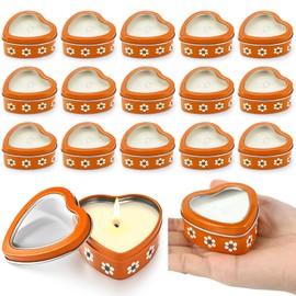 16 Pcs Mexican Scented Candles in Tin Box Heart Shaped De Barro Floral Candle Box Cielito Lindo Party Favor Gifts for Wedding Baby Shower Making DIY Craft, Lavender Scented