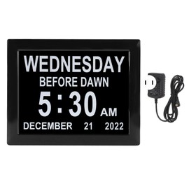 8inch Digital Day Calendar Clock Alarm Reminders Auto Dimming Large Display Elderly Digital Clock 110‑240V US Plug