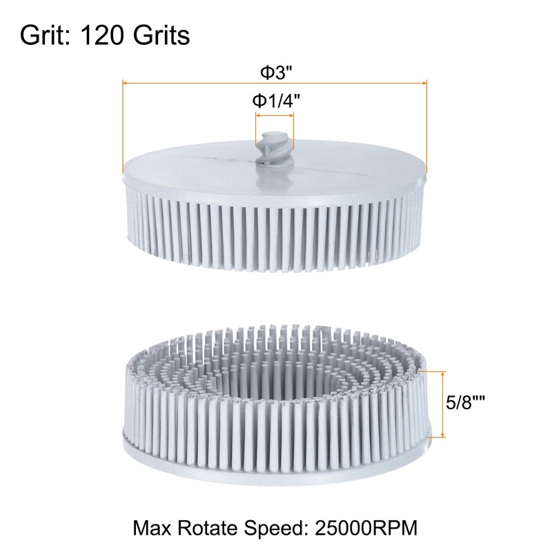 HARFINGTON 5pcs 3" 120 Grit Diamond Abrasive Brush Discs, White,