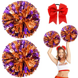 Nuyoah Cheerleader Pompoms Cheerleading Pack of 2 Cheerlead Pompoms Cheerleading Pong Pongs Cheerleader Pom Poms Cheerleading Metal Foil for Sports Competition Carnival Parties