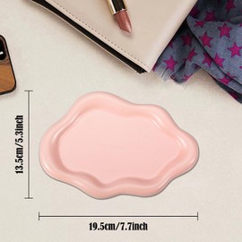 Koythin Cloud Jewelry Tray, Ceramic Trinket Dish, Chubby Plate Holder for Ring Key, Aesthetic Room Decor, (Pink Cloud)
